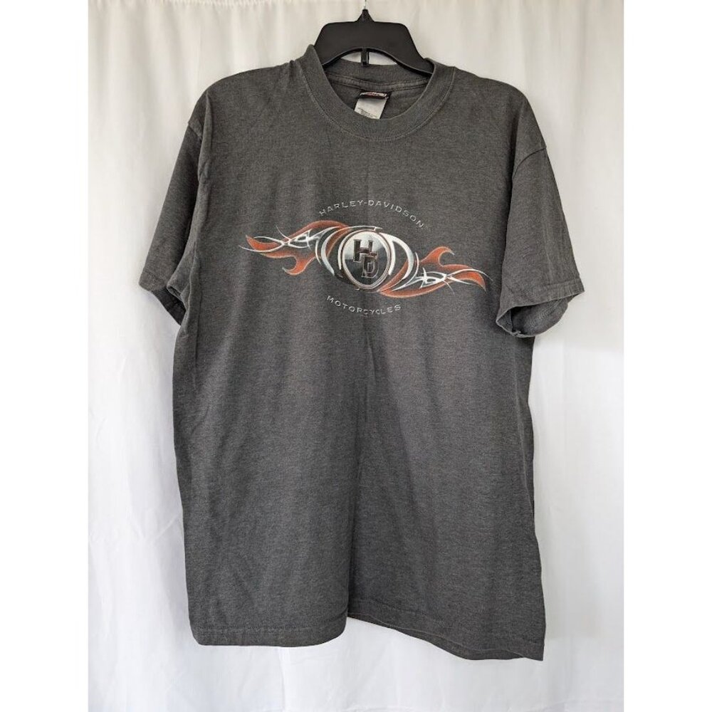 Harley Davidson T Shirt Men's Size Large DETROIT MICHIGAN Gray USA Made Graphic‎